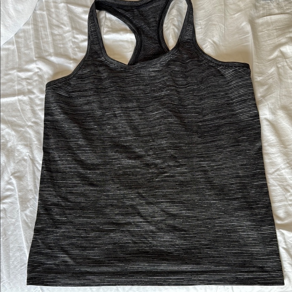 Lululemon Swiftly Tech Tank, Gray/Black stripy pattern, size 10